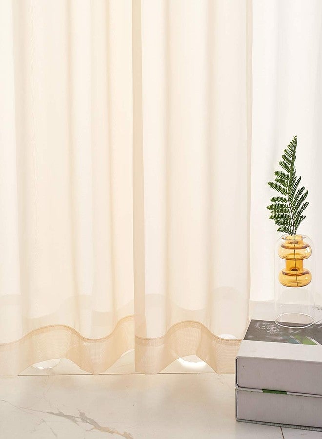 TOAVA DECO Beige Sheer Curtains 63 Inch Length Translucent Solid Color Beige Sheer Curtains 63 Inches Long Panels Rod Pocket Beige Drapes for Bedroom Living Room 2 Panels 52x63 - Image 5